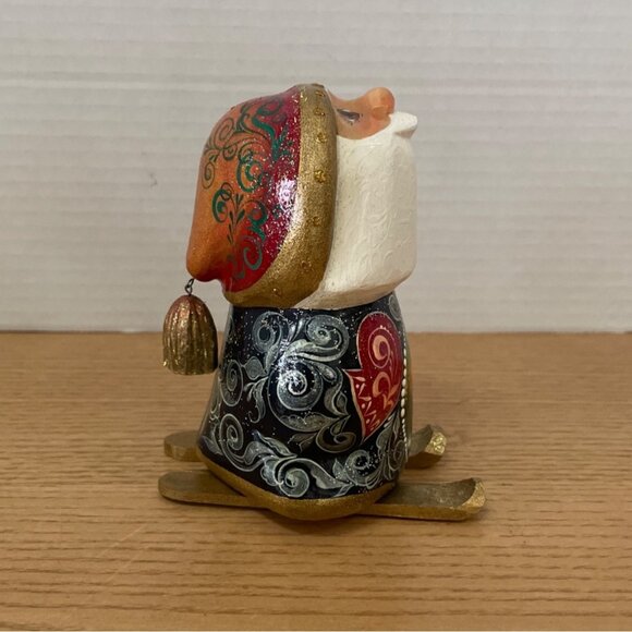 Vintage Russian Handcrafted Wooden Santa Figurine Signed Hand Painted Christmas - Picture 4 of 11